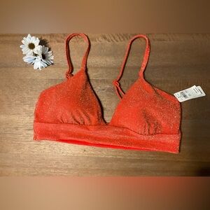 Aerie Orange Shimmer Bikini Top